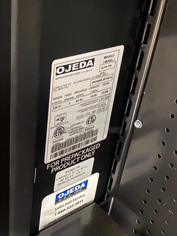 WOW! Ojeda Commercial Refrigerated Open Grab-N-Go Case Merchandiser! With Front Cover! With View Through Sides! On Casters! Working When Removed! MODEL ALPA77H SN:002484830736A 120V 1PH - Image 5 of 6