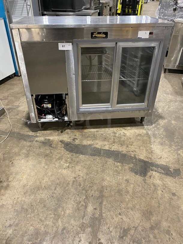 Leader Commercial 2 Sliding Door Back Bar Cooler! With View Through Doors! With Metal Rack! All Stainless Steel! On Legs! - Image 1 of 9