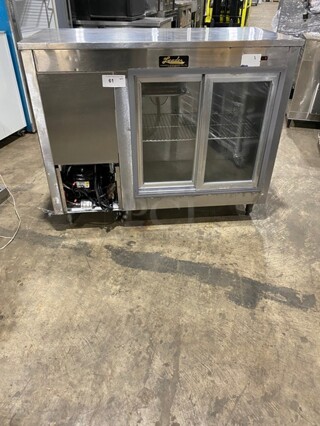 Leader Commercial 2 Sliding Door Back Bar Cooler! With View Through Doors! With Metal Rack! All Stainless Steel! On Legs!