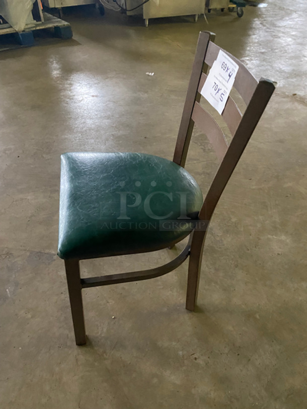 Green Cushioned Chairs! With Brown Metal Body! 5x Your Bid! - Image 2 of 7