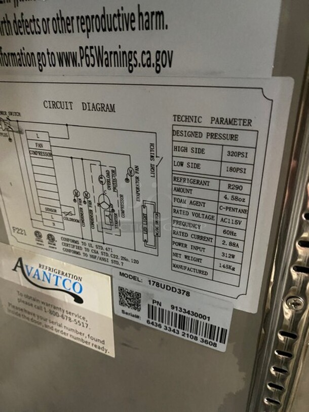 NICE! Avantco Commercial Refrigerated Dual Tower Kegerator! With Towers! With 3 Door Storage Space Underneath! Poly Coated Racks! Model: 178UDD378 SN: 6436334321083608 115V 1 Phase - Image 9 of 10