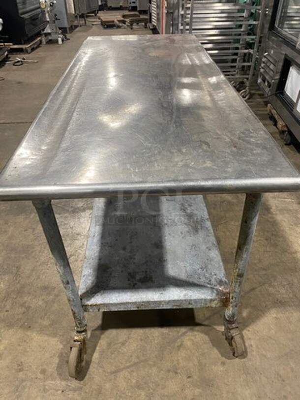 Solid Stainless Steel Work Top/ Prep Table! With Storage Space Underneath! On Casters! - Image 4 of 6
