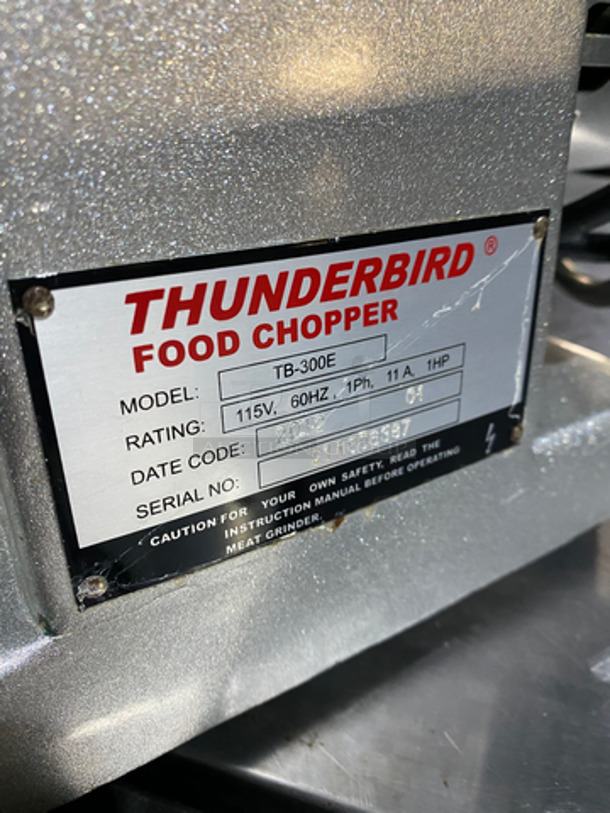 NICE! 2012 Thunderbird Commercial Countertop Meat Grinder! All Stainless Steel! Model: TB300E SN: 211006387 115V 1 Phase - Image 5 of 8