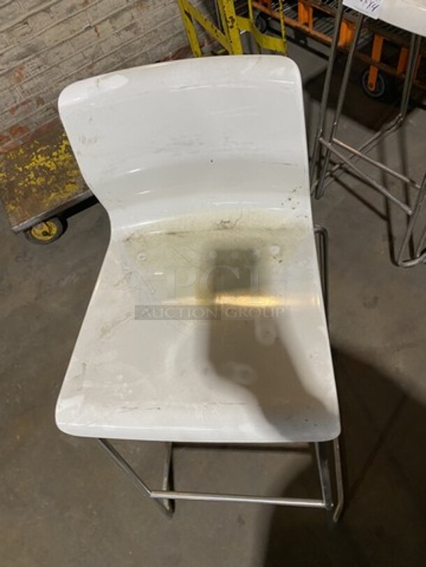 White Poly Counter Height Bar Stools! 4 X  Your Bid!  - Image 5 of 5