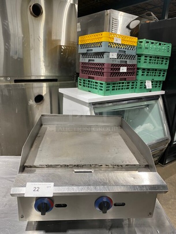 APW Commercial Countertop Natural Gas Powered Flat Top Griddle! With Back And Side Splashes! All Stainless Steel! On Small Legs! - Image 1 of 7
