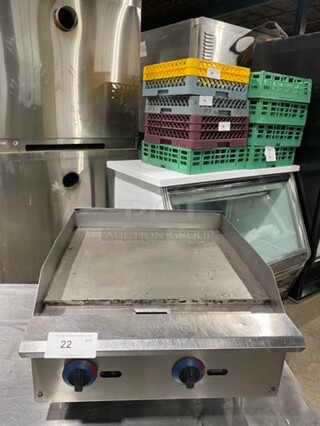 APW Commercial Countertop Natural Gas Powered Flat Top Griddle! With Back And Side Splashes! All Stainless Steel! On Small Legs!