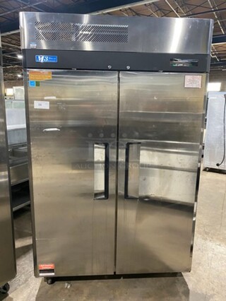 Turbo Air Commercial 2 Door Reach In Freezer! With Poly Coated Racks! All Stainless Steel! On Casters! Model: M3F472 SN: M3F4LAY010 115V 60HZ 1 Phase