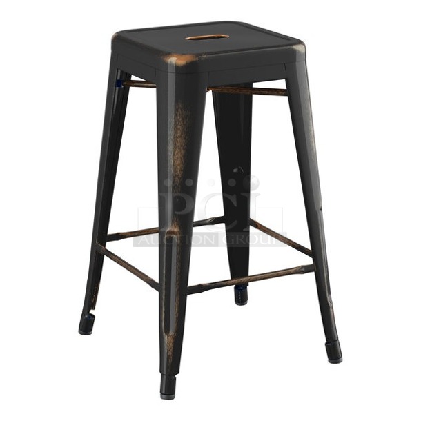 BRAND NEW SCRATCH & DENT! Box Of 164CMBKLSCPD Lancaster Table & Seating Alloy Series Distressed Copper Outdoor Backless Counter Height Stool. 5x Your Bid

 - Image 1 of 4