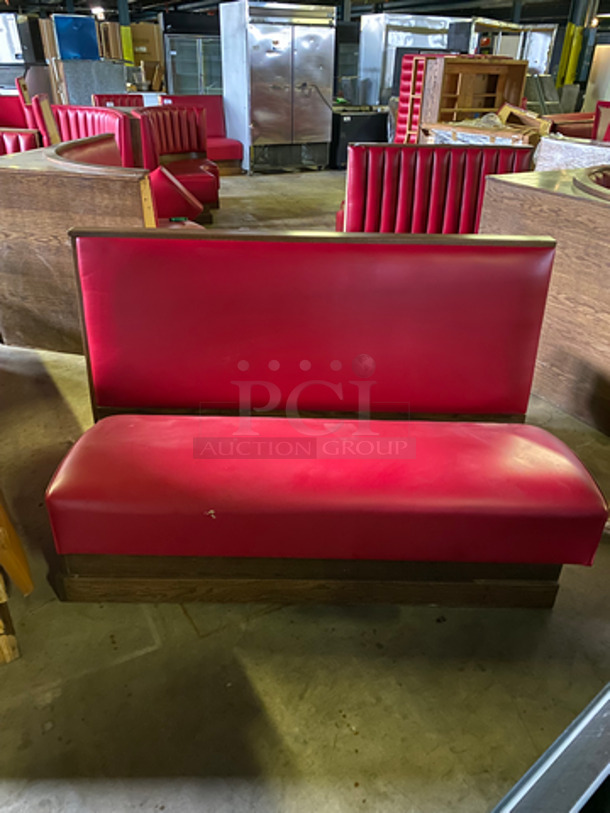 NEW! 2 Dual Sided Red Cushioned Booth Seat! With Wooden Outline! 2x Your Bid! - Image 6 of 8