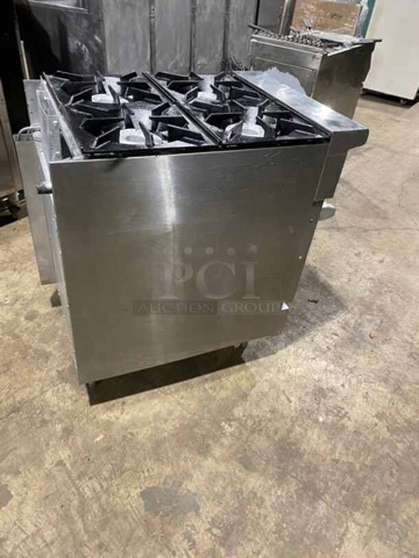 Therma Tek Commercial Natural Gas Powered 4 Burner Stove! With Oven Underneath! All Stainless Steel! On Legs! - Image 4 of 10