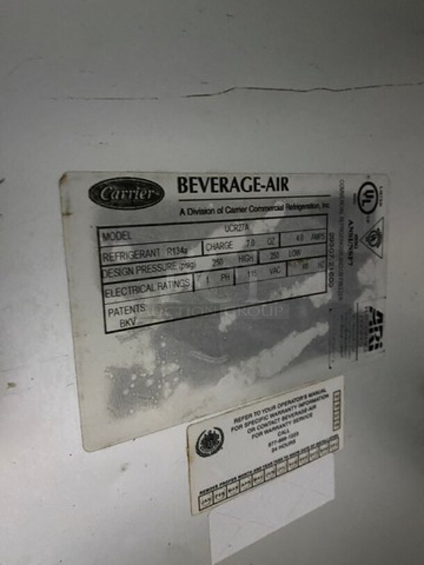 Beverage Air Commercial Single Door Lowboy/ Worktop Cooler! Stainless Steel! On Casters! Model: UCR27A - Image 6 of 7