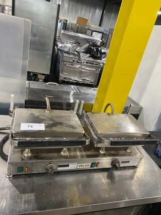 SILESIA ALL STAINLESS STEEL Heavy Duty Dual Panini Press Grill! Velox Series! Model CG2 Serial 305G73 240V/50/60Hz