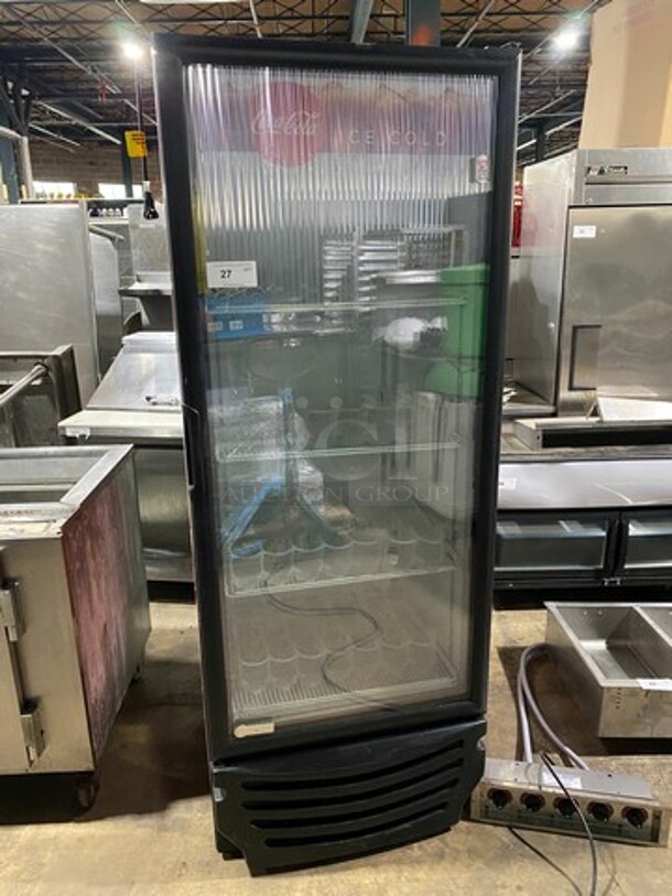Imbera Commercial Single Door Reach In Cooler Merchandiser! With View Through Door! Poly Coated Racks And Drink Racks! POWERS ON, BUT DOES NOT GET DOWN TO TEMP! Model: G319 SN: 111150711390 115V 60HZ 1 Phase