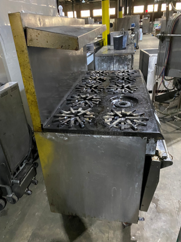 Vulcan Commercial Natural Gas Powered 10 Burner Stove! With 2 Full Size Oven Underneath! Metal Oven Rack! With Raised Back Splash And Salamander Shelf! All Stainless Steel! - Image 3 of 9