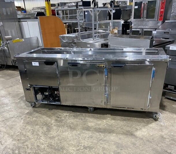CoolTech 84' Refrigerated All Stainless Steel Prep Table! With Storage Space Underneath! On Casters!
