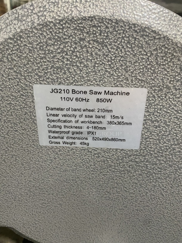 Commercial Countertop bone Saw Machine! All Stainless Steel! Eletric Powered! With Extra Blades! MODEL: JG210 110V! - Image 9 of 12