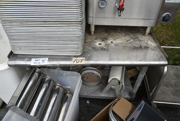 ALL ONE MONEY! Lot of Stainless Steel Table, Metal Full Size Baking Pans, Stainless Steel Cylindrical Bins, Round Baking Pans.  - Image 1 of 5