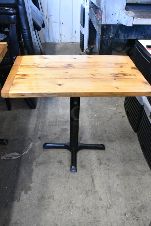11 Butcher Block Wooden Table on Black Metal Table Base. 11 Times Your Bid!  - Image 1 of 5