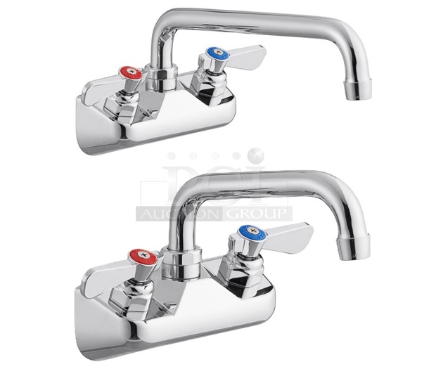 2 BRAND NEW SCRATCH AND DENT! Regency Faucets; 600FW46 Wall Mount Faucet with 6" Swing Spout and 4" Centers and 600FW410 Wall Mount Faucet with 10" Swing Spout and 4" Centers. 2 Times Your Bid! - Image 1 of 4