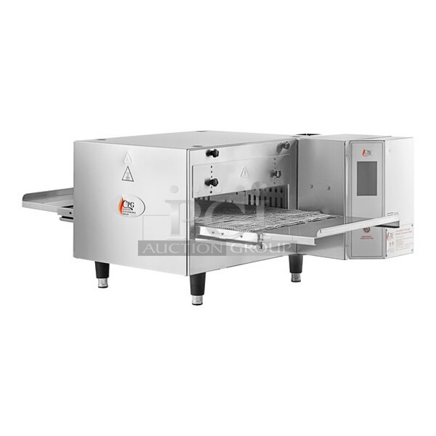 BRAND NEW SCRATCH AND DENT! Cooking Performance Group CPG 351ICOED Stainless Steel Commercial Countertop Electric Powered Conveyor Pizza Oven. 240 Volts, 1 Phase. - Image 1 of 8