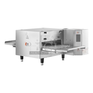 BRAND NEW SCRATCH AND DENT! Cooking Performance Group CPG 351ICOED Stainless Steel Commercial Countertop Electric Powered Conveyor Pizza Oven. 240 Volts, 1 Phase.