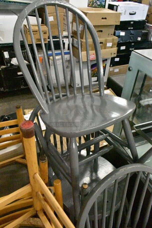 5 Gray Wood Pattern Dining Height Chair. 5 Times Your Bid!  - Image 2 of 7