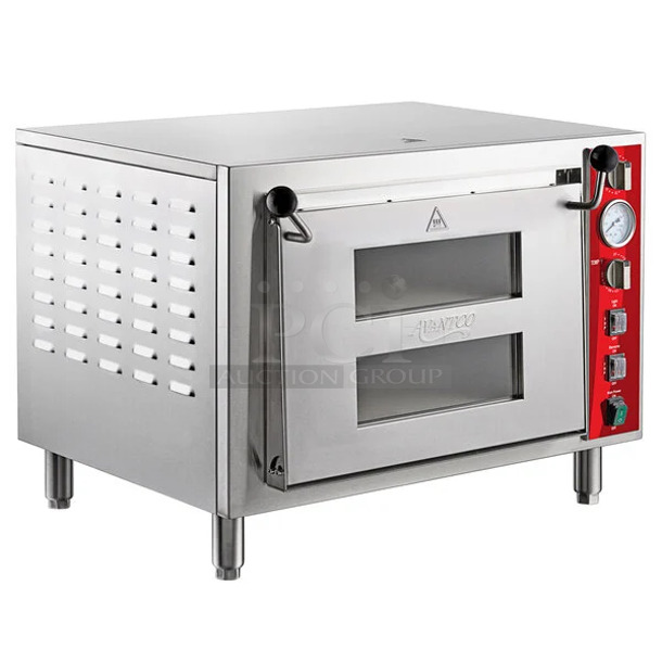 BRAND NEW SCRATCH AND DENT! Avantco 177DPO18DS Stainless Steel Commercial Countertop Electric Powered Double Deck Countertop Pizza/Bakery Oven. 240 Volts, 1 Phase. - Item #1112361