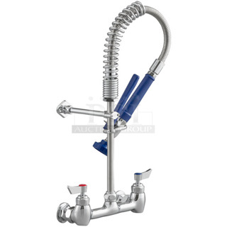 BRAND NEW SCRATCH AND DENT! Waterloo 750PRWL8XLF 0.65 GPM Low Profile Wall-Mounted Pre-Rinse Faucet with 8" Centers