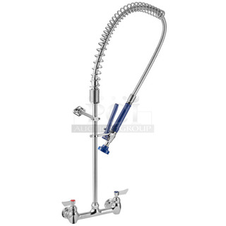 BRAND NEW SCRATCH AND DENT! Waterloo 750PRW8X 1.15 GPM Wall-Mounted Pre-Rinse Faucet with 8" Centers. 