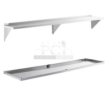 2 BRAND NEW SCRATCH AND DENT! Items; Regency 600UT3096S Adjustable Stainless Steel Work Table Undershelf for 30" x 96" Tables - 18 Gauge and Regency 600WS1896HD 16 Gauge Stainless Steel 18" x 96" Heavy Duty Wall Shelf. 2 Times Your Bid!