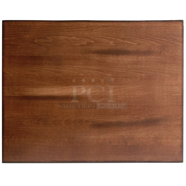 BRAND NEW SCRATCH AND DENT! Lancaster Table & Seating 3493048ANTWA Industrial 30" x 48" Solid Wood Live Edge Table Top with Rustic Walnut Finish - Image 1 of 3