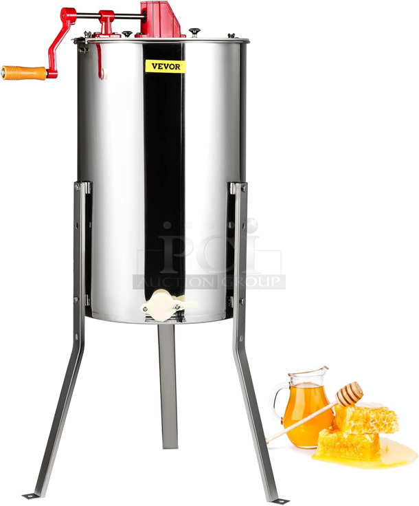 BRAND NEW SCRATCH AND DENT! Vevor HE-15C-3M-US 3 Frame Honey Extractor, Stainless Steel Manual Beekeeping Extraction, Honeycomb Drum Spinner with Transparent Lid - Image 1 of 3