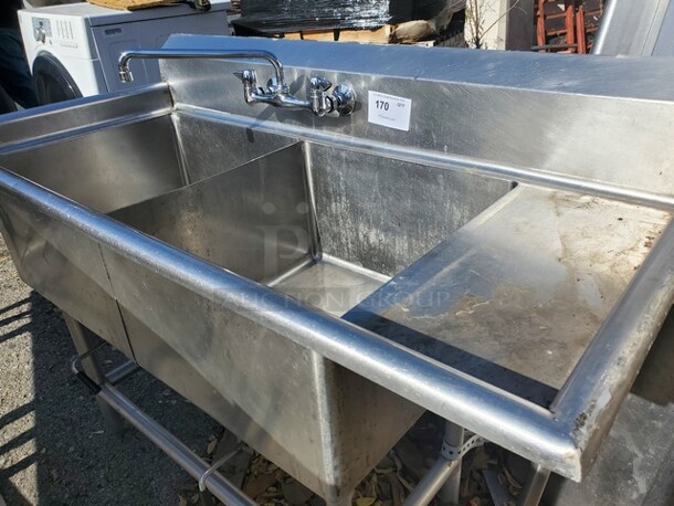 Stainless Steel 2 Compartment Sink W/ Faucet!! 54X26X35 - Image 2 of 8