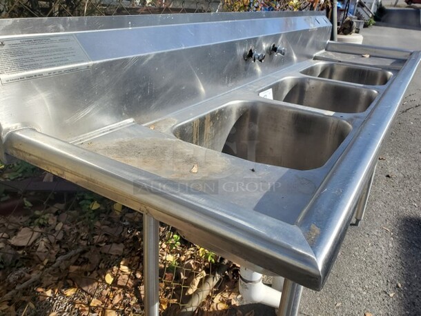 EAGLE 3 Compartment Sink (no faucet) 76X22X38 - Image 4 of 8