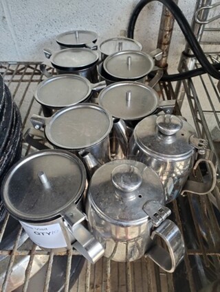 ALL ONE MONEY Lot of 10 Stainless Steel Creamer Dispenser with Handle, 10oz