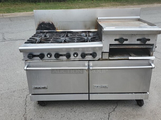 American Range 60" 6 Burner Gas Range w/ 24" Griddle & Broiler, Natural Gas - Image 2 of 6
