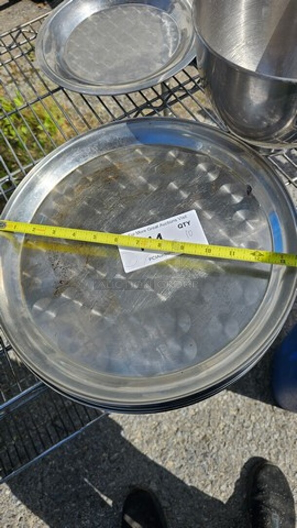 Lot of 10 Round Stainless Steel Trays - Image 1 of 2