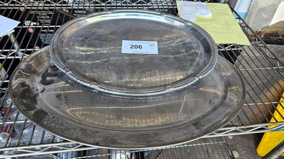 Lot of 2 Miscellaneous Stainless Steel Platters