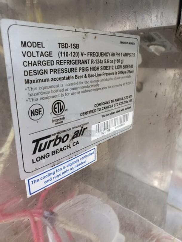 Turbo Air TBD-1SB Beer Dispenser
110 - 120 V
1 PH - Image 4 of 6