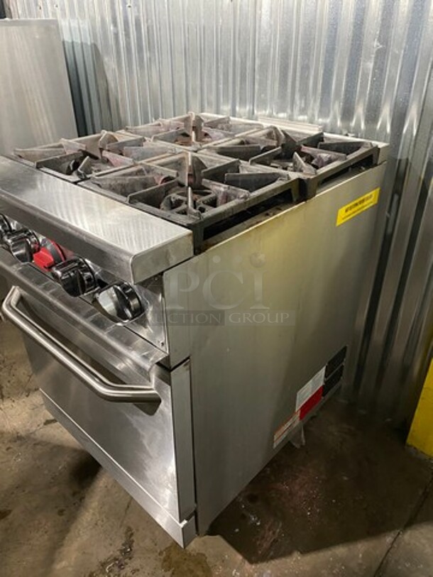 Black Diamond Commercial Natural Gas Powered 4 Burners Stove! With Oven Underneath! Stainless Steel! NO BACKSPLASH! On Legs! MODEL GR24NG SN:01210321 - Image 2 of 10