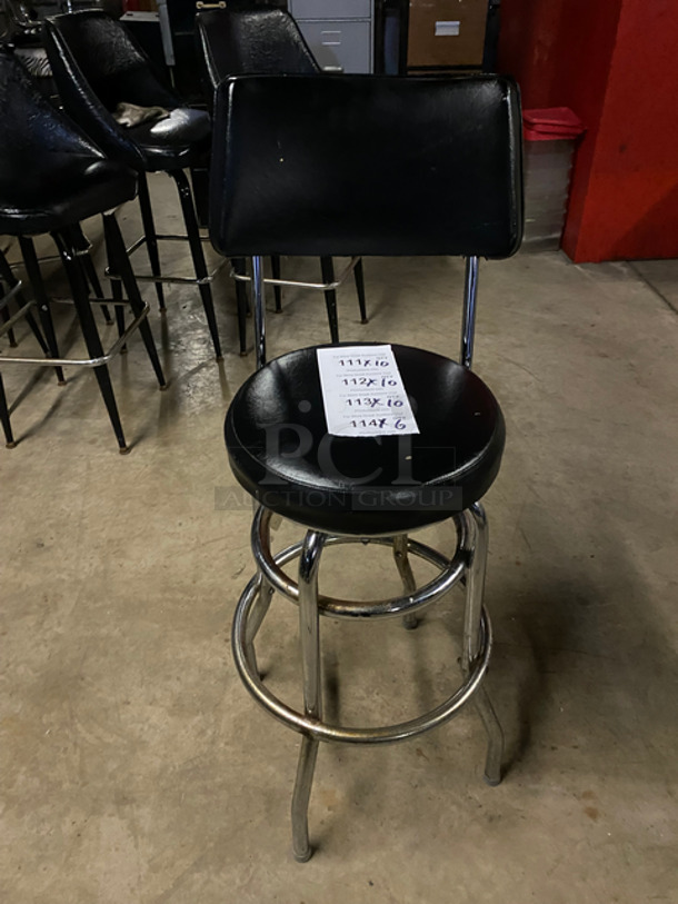 Round Black Cushioned Bar Height Chairs! With Footrest! With Metal Legs! 6x Your Bid!