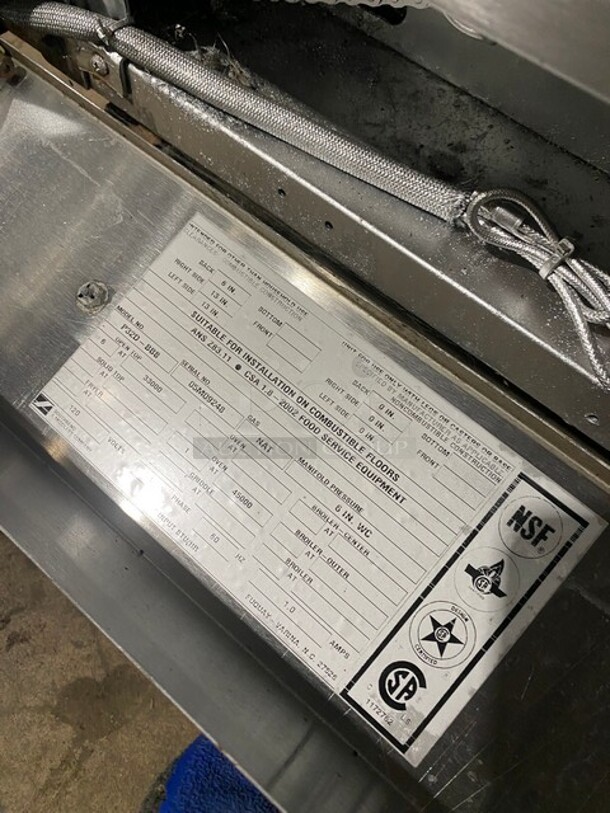 Southbend Heavy Duty Commercial Natural Gas Powered 6 Burner Stove! With Raised Back Splash! With Oven Underneath! All Stainless Steel! On Casters! Model: P32D-BBB SN: 05M09248! - Image 4 of 6