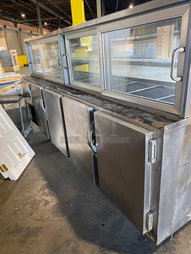 Commercial Refrigerated Deli Display Case Merchandiser! With Slanted Front Glass! With 4 View Through Sliding Rear Access Doors! With 5 Door Storage Space Underneath! All Stainless Steel! - Image 4 of 6