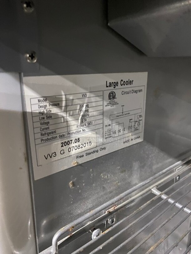 Commercial Countertop Single Glass Door Reach In Cooler! With Metal Rack! 115V! Model: VV3! - Image 6 of 7