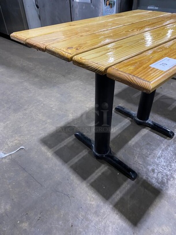 GREAT! Wooden Style Rectangular Dining Table! With Black Metal Base! 2 X Your Bid! - Image 2 of 7