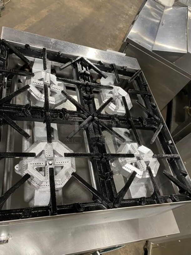 Avantco Commercial Countertop Natural Gas Powered 4 Burner Range! With Back And Side Splashes! All Stainless Steel! On Small Legs! - Image 5 of 8