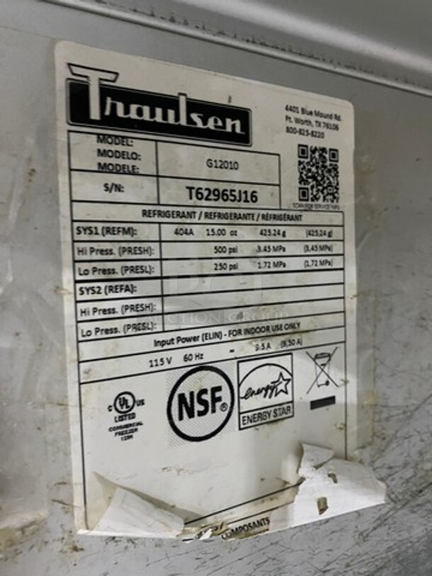 Traulsen Single Door Reach In Freezer! All Stainless Steel! On Casters! Model: G12010 SN: T62965J16 115V 60HZ 1 Phase - Image 6 of 8