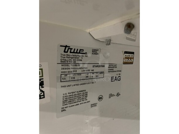 True Commercial Single Door Reach In Refrigerator! With Poly Coated Racks! All Stainless Steel! Model TG1R1S! 115V 1Phase!  - Image 7 of 8