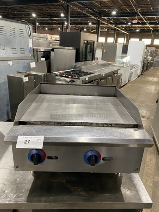 Wow! Star Pro Max Commercial Countertop Natural Gas Powered Flat Top Griddle! With Back And Side Splashes! All Stainless Steel! On Small Legs! Working When Removed!  - Image 1 of 7