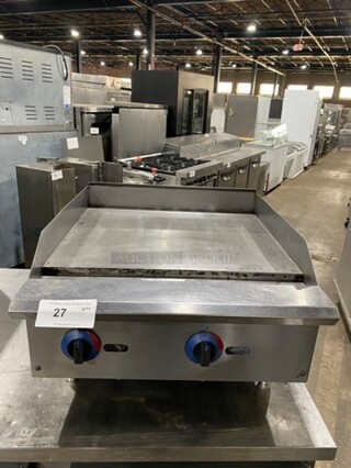 Wow! Star Pro Max Commercial Countertop Natural Gas Powered Flat Top Griddle! With Back And Side Splashes! All Stainless Steel! On Small Legs! Working When Removed! 